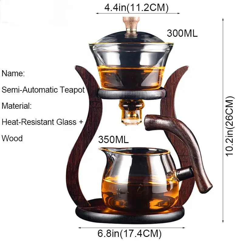 HeatResistant Glass Tea Set Magnetic Water Diversion Rotating Cover Bowl Semi_Automatic Tea Maker Lazy Kungfu Drip TeaPot