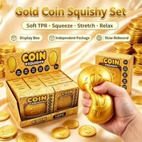 Jouet Squishy Géant Pièce d'Or Scintillante, Anti-stress à Rebond Lent, Jouet Fidget à Presser et Étirer, Cadeau Nouveauté et Blague