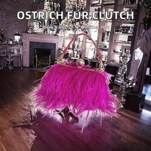 Bolso de Mano Tipo Clutch con Plumas de Avestruz, Bolso de Noche para Damas con Anillos de Diamantes, Bolso de Fiesta con Correa de Cadena - Product Image 2