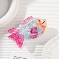 Barrette à cheveux élégante Qianjin avec logo personnalisé, design original en acétate, pince à cheveux en forme de requin, perle en métal pour adultes
