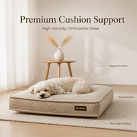 Yangyangpet Luxus-Hundebett mit Memory-Schaum-Füllung, Beige, Beruhigend, Abnehmbar, Kaubeständig, Rutschfester Boden, Für Alle Jahreszeiten, Kartonverpackt