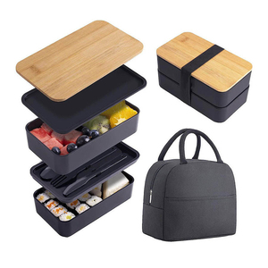 Boîte à lunch promotionnelle, boîte à bento de qualité alimentaire pour enfants et adultes, boîte à lunch double couche en PP avec sac à lunch et logo personnalisé - Product Image 1
