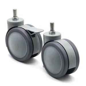 4-inch Giường Y Tế im lặng bánh xe phanh bệnh viện giường bánh xe Bánh xe cao su màu đen cứng nhắc phong cách làm sắt TPR Polyurethane - Product Image 2