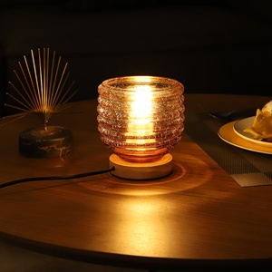 Factory Price Wooden Base Table <strong>Lamps</strong> <strong>for</strong> Bedroom Bedside E27 Glass Honey Jar Glass <strong>Lampshade</strong> Desk <strong>Lamps</strong> Nordic Amber Glass <strong>Lamp</strong> - Product Image 3
