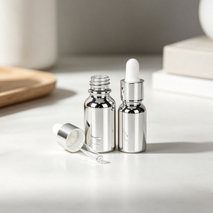 Botellas de Vidrio con Gotero Electrochapadas en Plata, Pipeta con Bulbo de Goma, Envase para Aceites Esenciales, Sueros y Cosméticos - Product Image 4