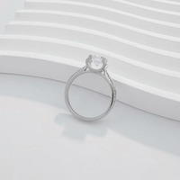 Bague de fiançailles tendance et classique en platine Pt950 avec tête de taureau à 4 griffes et diamant de laboratoire pour femme