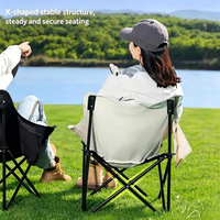 Chaise de Jardin Pliante Moderne Portable en Tissu Oxford 600D avec Cadre en Acier Inoxydable, Double Couche, Écologique et Respirante pour le Camping