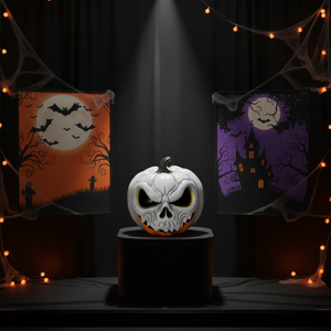 Estatua <span class=keywords><strong>de</strong></span> Calabaza Blanca <span class=keywords><strong>de</strong></span> Resina con Luz, Decoración <span class=keywords><strong>de</strong></span> <span class=keywords><strong>Halloween</strong></span> para Exteriores con Temática <span class=keywords><strong>de</strong></span> Casa Embrujada - Product Image 1