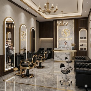 Starry Black Gold <strong>Barber</strong> <strong>Set</strong> Hydraulic Chair Full Package Customized Multi-Color Classic <strong>Barber</strong> Chairs for Sale - Product Image 2