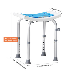 VEVOR <b>Shower</b> <b>Chair</b> Height Adjustable Aluminum Alloy PE 250 Kg Capacity For Indoor <b>Showers</b> And Bathtubs - Product Image 2