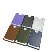 Porte-cartes en cuir texturé pour PC, mini-sac à cartes magnétique avec autocollant dorsal pour cartes IC/ID, rangement portable pour téléphone