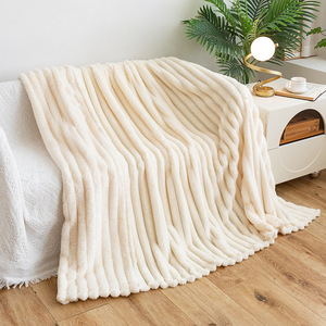 Plaid de <span class=keywords><strong>canapé</strong></span> en fausse fourrure de lapin, épais, doux et luxueux, de haute qualité, pour lit confortable - Product Image 2