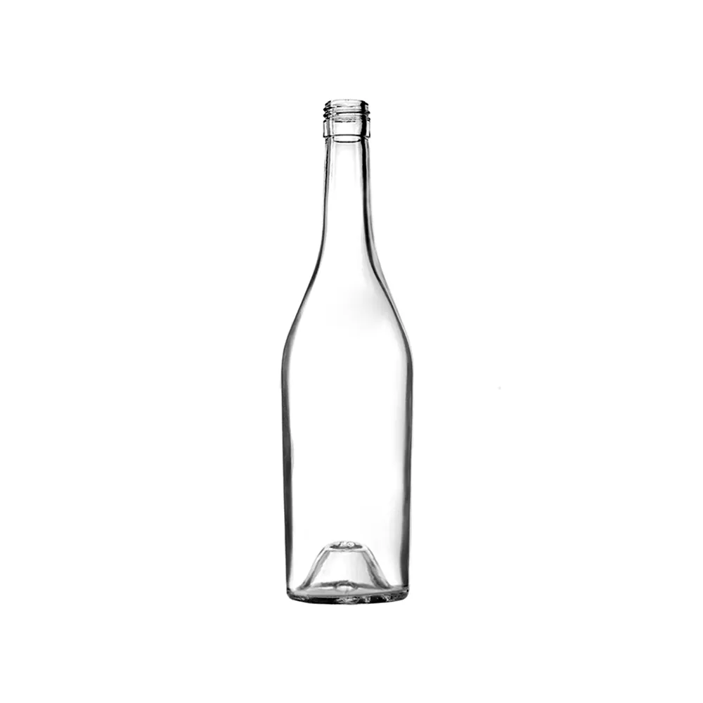 زجاجات شفافة بشعار مخصص من المصنع زجاجات نبيذ عالية الجودة 750 مل للمشروبات الروحية صديقة للبيئة
