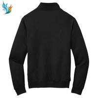 Sweat-shirt décontracté pour homme, bleu marine, col montant zippé, coupe ample classique, manches longues, avec logo brodé
