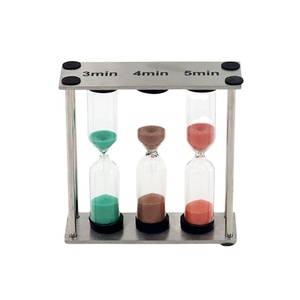 Superventas: Juego de 3 relojes de arena de vidrio y madera, duradero, diseño nórdico, portátil, capacidad de 15 ml, control de tiempo, fabricado en China. - Product Image 2
