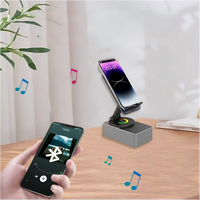 Soporte para Teléfono y Tablet de Escritorio, Rotación de 360°, Altavoz Inalámbrico 3 en 1, Batería de 1200mAh-2000mAh, Diseño de Plástico, Salida de 5-10W