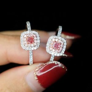 Anillo de Diamantes Rosados de 0.55CT, Oro Puro de 18k, Anillos de Boda, Piedras Preciosas Auténticas Xinfly, Venta al Por Mayor - Product Image 1