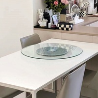 XUSHAN 31,5 Zoll (80cm) 8mm Dickes Gehärtetes Glas Umweltfreundlicher Lazy Susan Drehteller für Esstisch 360 Grad Drehbare Servierplatte