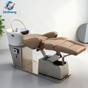 Cadeira de Lavagem de Cabelo Moderna Estilo Spa Japonês com Elevação Elétrica e Cuba de Cerâmica para Salão, Cadeira-Cama para Massagem e Lavagem de Cabelo - Product Image 1