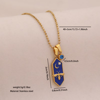 Collier Pendentif Étoile et Lune Vintage Style Français Luxe Hexagonal Abeille Plaqué Or Chaîne Maillons Acier Inoxydable Bijou Cadeau
