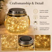 Lanterne en verre craquelé pour décoration de jardin, accent blanc chaud, pour table de patio extérieure