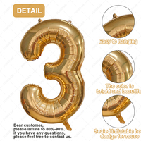 Fourniture de ballons ballons en aluminium numérotés de 40 pouces pour la décoration de cadeaux de fête d'anniversaire ballons gonflables ballons en aluminium numérotés en or d'Italie