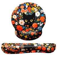 Repose-poignets ergonomique en gel pour clavier motif chat de dessin animé et tapis de souris en mousse à mémoire de forme pour PC avec base en caoutchouc, couleur personnalisable, en stock