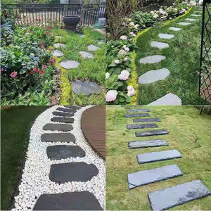 Hot Bán Hình Dạng Không Thường Xuyên Màu Xám Tối Tự Nhiên Slate Vườn Ngoài Trời Cảnh Quan Bước Tấm Lối Đi Lát Đá Cho Trang Trí - Product Image 3
