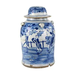 DS-RZEY15 Azul e Branco porcelana cerâmica mesa candeeiros pintados à mão culturas tradicionais lâmpadas de cabeceira