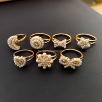 POYA Schmuck Edelstahl beschichtet Gold Kunststoff Perle Zubehör Ring Klassischer Stil Hochzeits-oder Party bänder für Geschenke