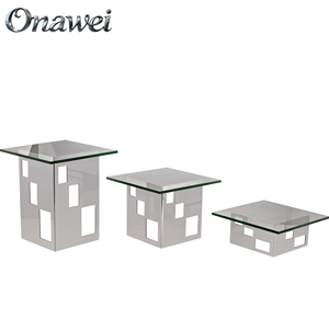 Support de Buffet Surélevé <span class=keywords><strong>en</strong></span> Acier Inoxydable Argenté Onawei pour Hôtels et Services de Pâtisserie – Équipement de Buffet Arabe de Dubaï - Product Image 6