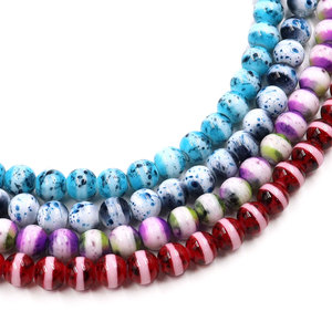 Cuentas de vidrio blancas base con salpicaduras de 10 mm, mezcla de azul, blanco y negro, cuentas sueltas <span class=keywords><strong>para</strong></span> hacer joyería DIY de verano - Product Image 2