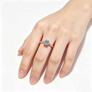 Anillo de Lujo de Moissanita con Corte Brillante de 1ct D VVS1 Certificado por GRA, Venta al por Mayor de Fábrica, Oro Rosa, Plata de Ley S925, Anillo para Mujer - Product Image 2