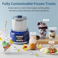 Machine à crème glacée automatique de style Cuisinart 2L, minuterie programmable, 900g pour gelato maison/yaourt glacé, compacte et facile à utiliser
