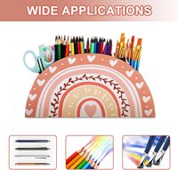 Porte-stylo arc-en-ciel en bois multicouche Papeterie de bureau Rangement de fournitures pour étudiants Cadeaux pour la fête des enseignants Décoration de bureau