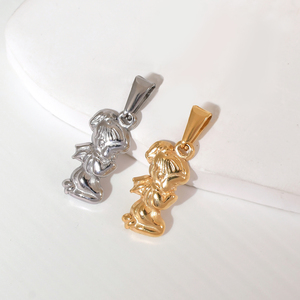 Colgante de Acero Inoxidable Olivia con Diseño de Ángel Hada Niña, Amuleto de Cupido para Hombre y Mujer, Colgantes de Moda de Oro de 18k para la Creación de Joyas - Product Image 1