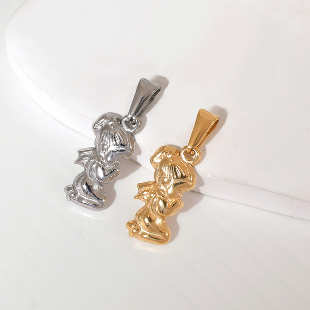 Olivia Stainless Steel Angel Fairy Little Girl Pendant Men Women Cupid Charm 18k Gold Fashion Pendants for Jewelry Making
