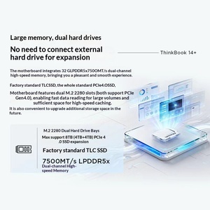 ThinkBook ใหม่ ขนาด 14.5 นิ้ว 16:10 ความละเอียด 3072x1920 120Hz ชิปประมวลผล Core I7-255H แรม 32GB ช่องใส่ M.2 2242 PCIe Gen4 ระบบปฏิบัติการ Windows 11 Home สำหรับนักเรียนและนักศึกษา ชิปประมวลผล Core Ultra 7 - Product Image 2