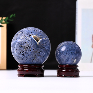Nueva Llegada, Esferas de Coral Azul Natural, Pulidas a Mano, Esfera de Piedra Curativa de Cristal para Decoración Fengshui - Product Image 5