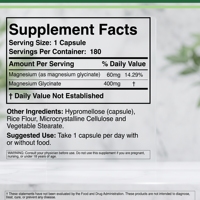 Glycinate de magnésium - 90 capsules, complément alimentaire pour soulager le stress, favoriser le sommeil, la santé cardiaque, les nerfs et les muscles