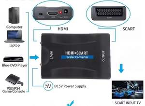 Convertisseur vidéo stéréo HDMI vers SCART vers HDMI 1080P avec <span class=keywords><strong>adaptateur</strong></span> audio et câble <span class=keywords><strong>USB</strong></span> pour Sky Box HD TV DVD STB - Product Image 4