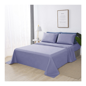 Set di <span class=keywords><strong>Lenzuola</strong></span> e Federe in Cotone 100% per Letto Matrimoniale, 4 Pezzi, Tinta Unita, Servizio di Campioni Disponibile, per Produttori - Product Image 1