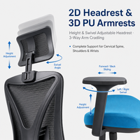Chaise de bureau ergonomique à dossier haut en maille avec appui-tête, accoudoirs 3D, soutien lombaire, chaises de travail pivotantes pour bureau