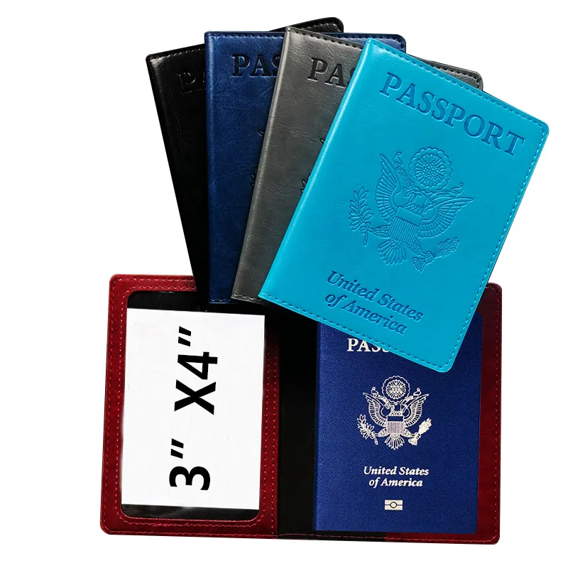 ที่ใส่ปกหนังสือเดินทาง Usa กระเป๋าสตางค์เดินทางอเมริกันหนัง Pu ที่ใส่ปกหนังสือเดินทาง