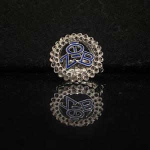Lettre grecque ZPB 1920 Gravé Carré Bleu Strass Anneau Élastiques Argent Zeta Phi <span class=keywords><strong>Beta</strong></span> Rétro Bouclier Femmes Filles Bagues - Product Image 5