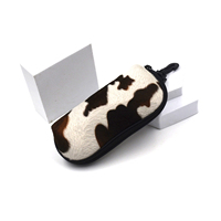 Étui à lunettes à fermeture éclair imprimé motif velours doux marron avec crochet en plastique