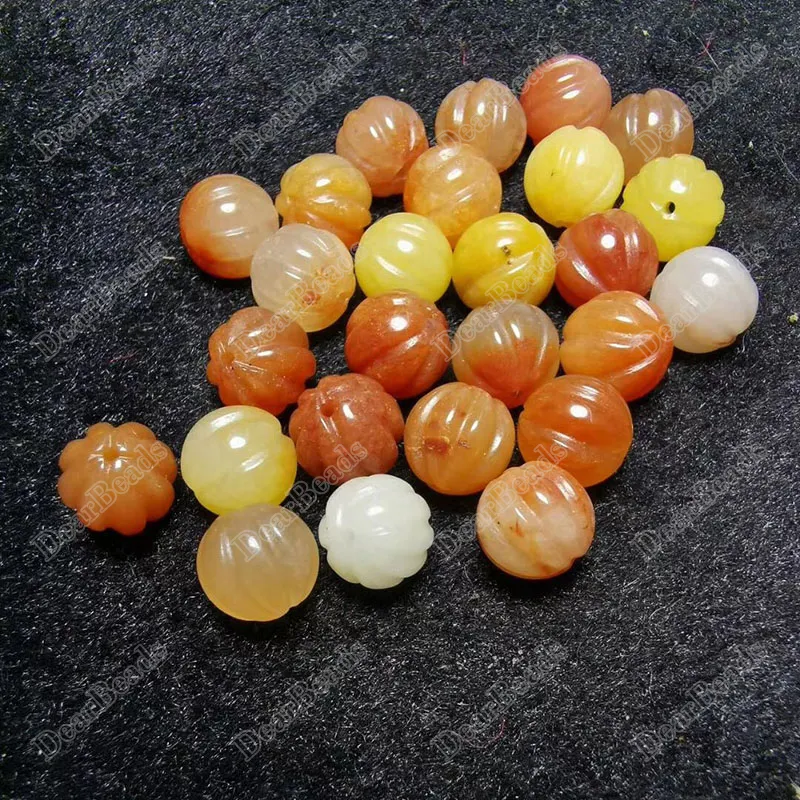 Hot Bán Độc Đáo New Khắc Bí Ngô Đá Quý Đá 10Mm Vàng Jade Beads Đối Với Trang Sức Làm