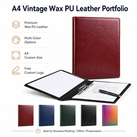 Portafolio de Negocios de Cuero A4 de Entrega Rápida, Carpeta de Tapa Dura Multicolor con Clip de Encuadernación en Stock para Reuniones de Oficina
