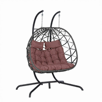 Fauteuils suspendus en forme d'œuf avec bases, fauteuils à bascule intérieurs/extérieurs, fauteuils suspendus en rotin pour patios, fauteuils suspendus en forme de panier