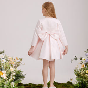 Robe de soirée en satin rose pour enfant Yalindars Junior Kids Clothing, longueur genoux, pour fille de 12 ans, robe de mariage, assortie à un manteau. - Product Image 2